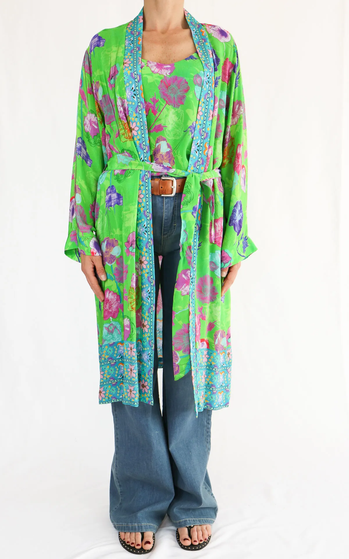 Wu’Side – Kimono lungo fantasia – Verde
