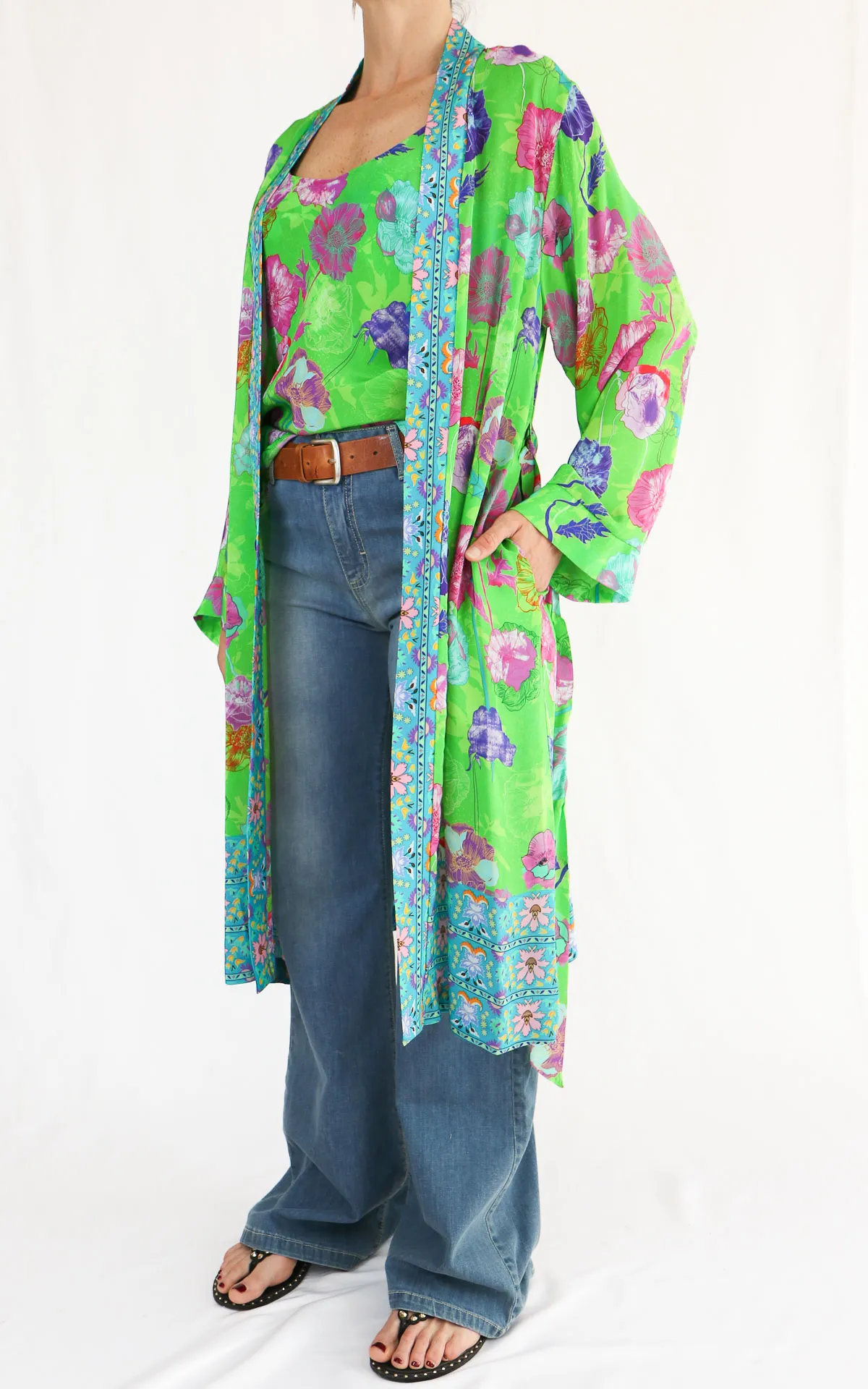 Wu’Side – Kimono lungo fantasia – Verde