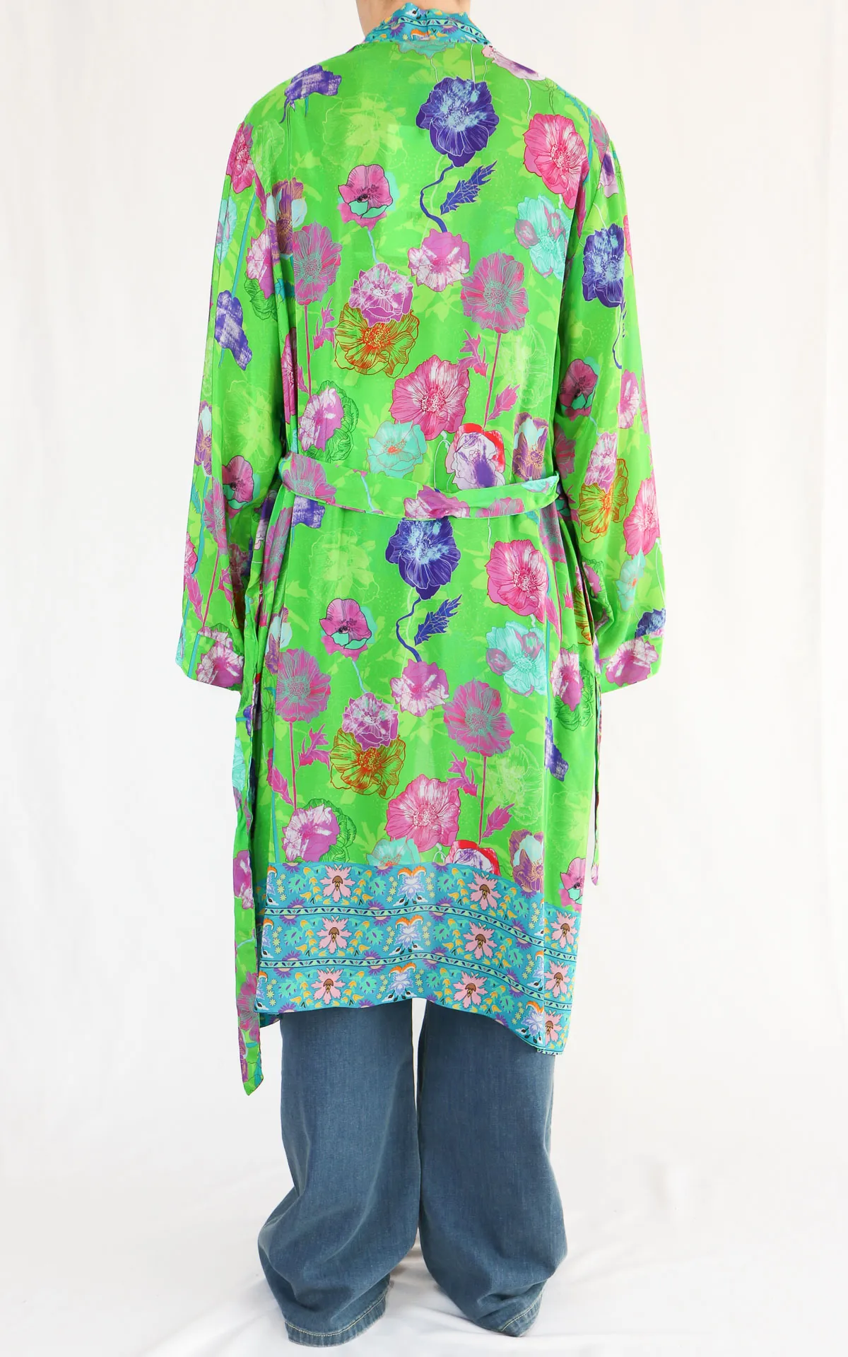 Wu’Side – Kimono lungo fantasia – Verde